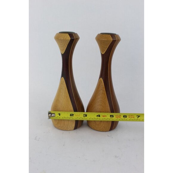 MCM Wood Candlestick Holders Sculpted Pair, Once Upon a Tree Vermont, 7.5 Inch - Picture 12 of 12